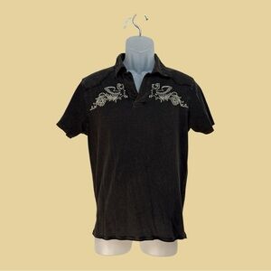 Rass Embroidered Shirt Sleeve Polo Style Men’s Shirt Brown Size Small